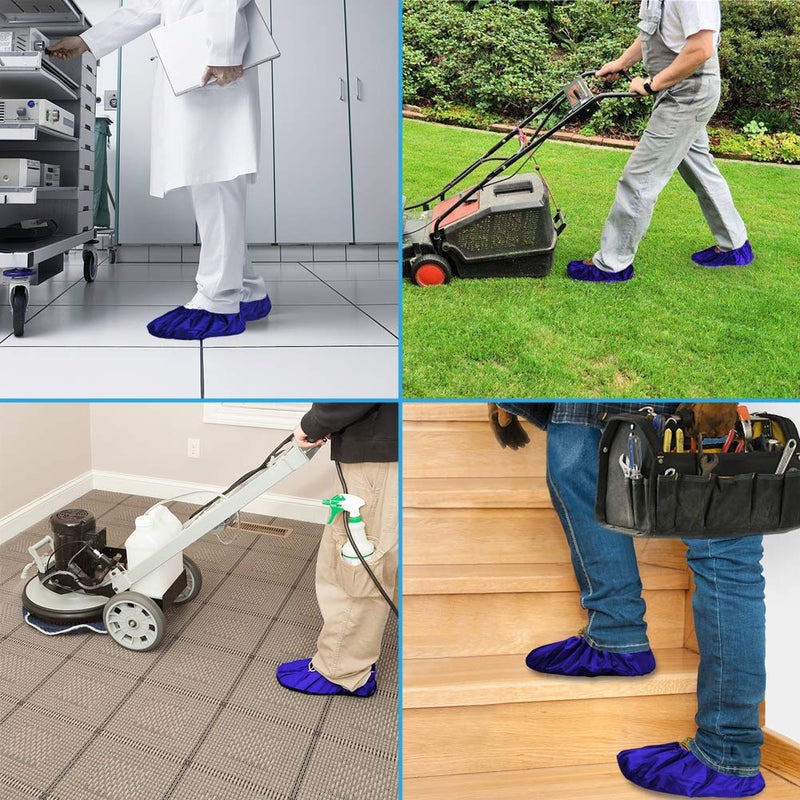 LINKEASE Reusable Boot & Shoe Covers Water Resistant Non Skid and Washable for Real Estate Contractors to Keep Floors Carpets Footwear and Rooms Clean - 2 Pairs (Medium, Blue) - Image 5